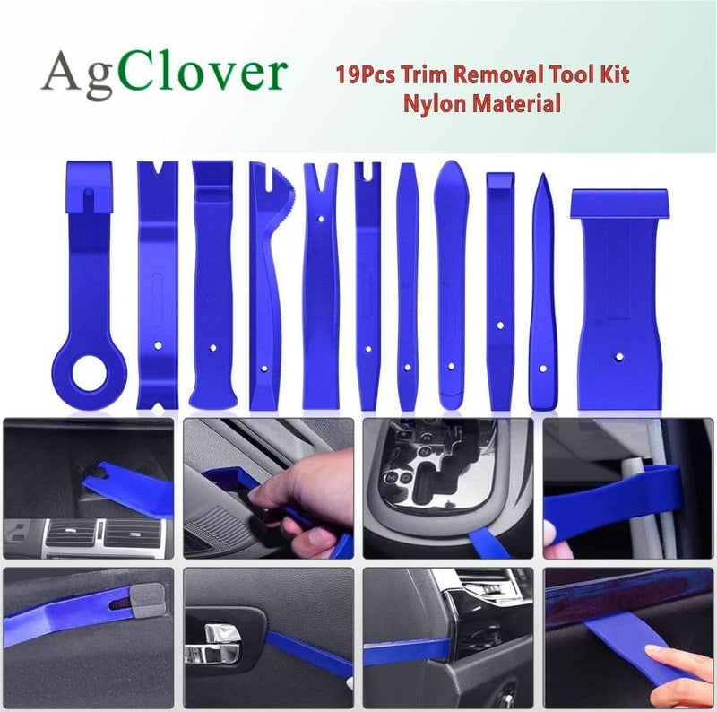 AgClover 19 Pcs Trim Removal Tool Set, Car Panel Door Audio Trim Removal Tool Kit for Automotive Auto Clip Pliers Fastener Remover Nylon Tool Set - Image 4